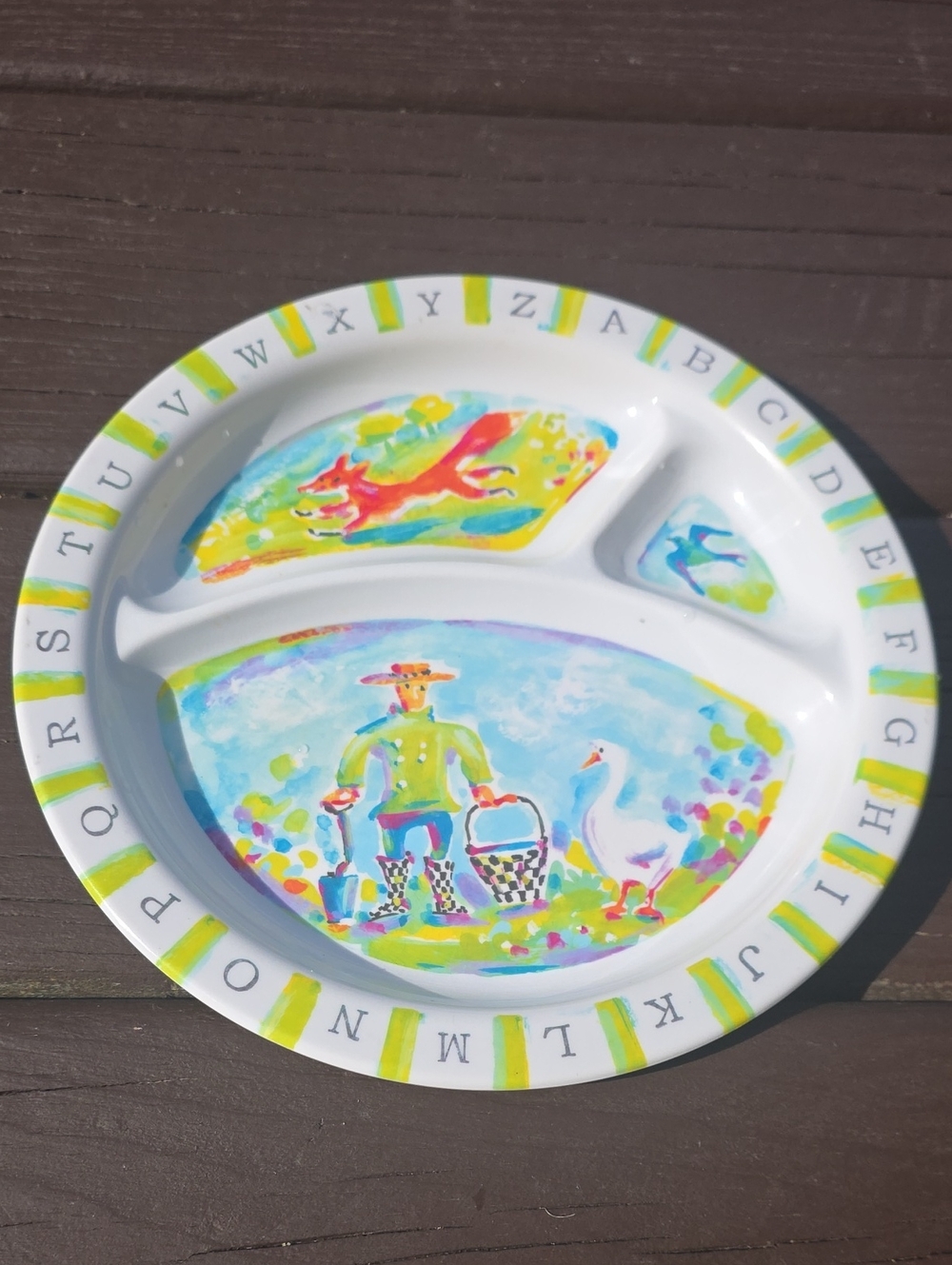 MKC Kids Divided Plate with Alphabet Rim - White & Multicolor